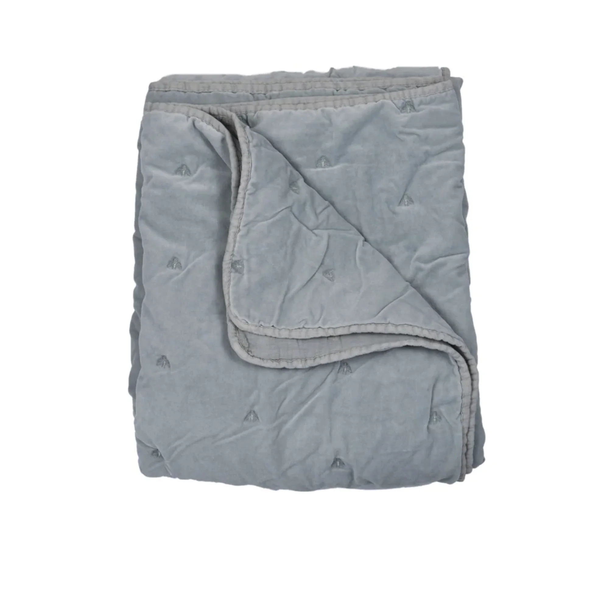 Mason Bee Velvet Throw - Sky Grey