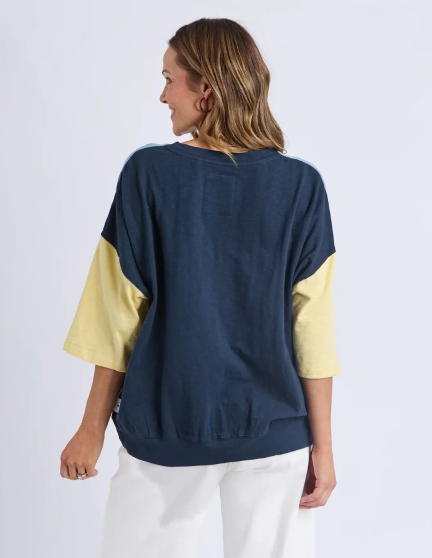 Mazie Colour Block Sweat - Blue Shadow/Banana & Navy - Image 2