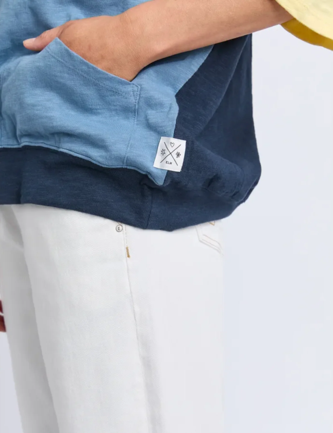 Mazie Colour Block Sweat - Blue Shadow/Banana & Navy - Image 3