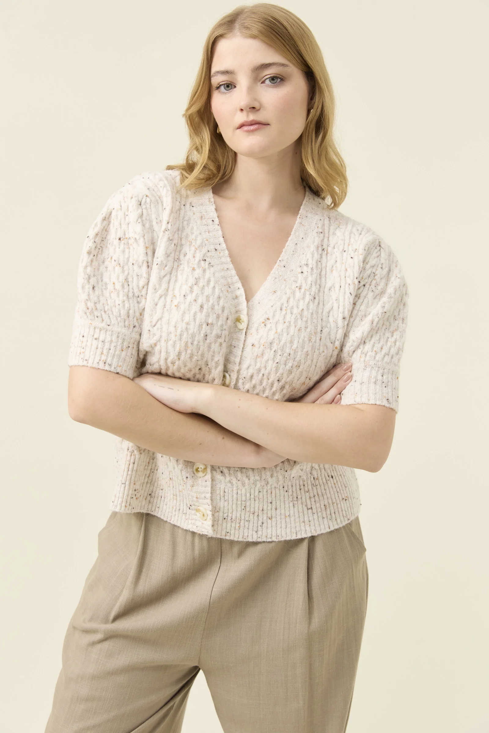 Mckenna Short Sleeve Cardigan - Ivory