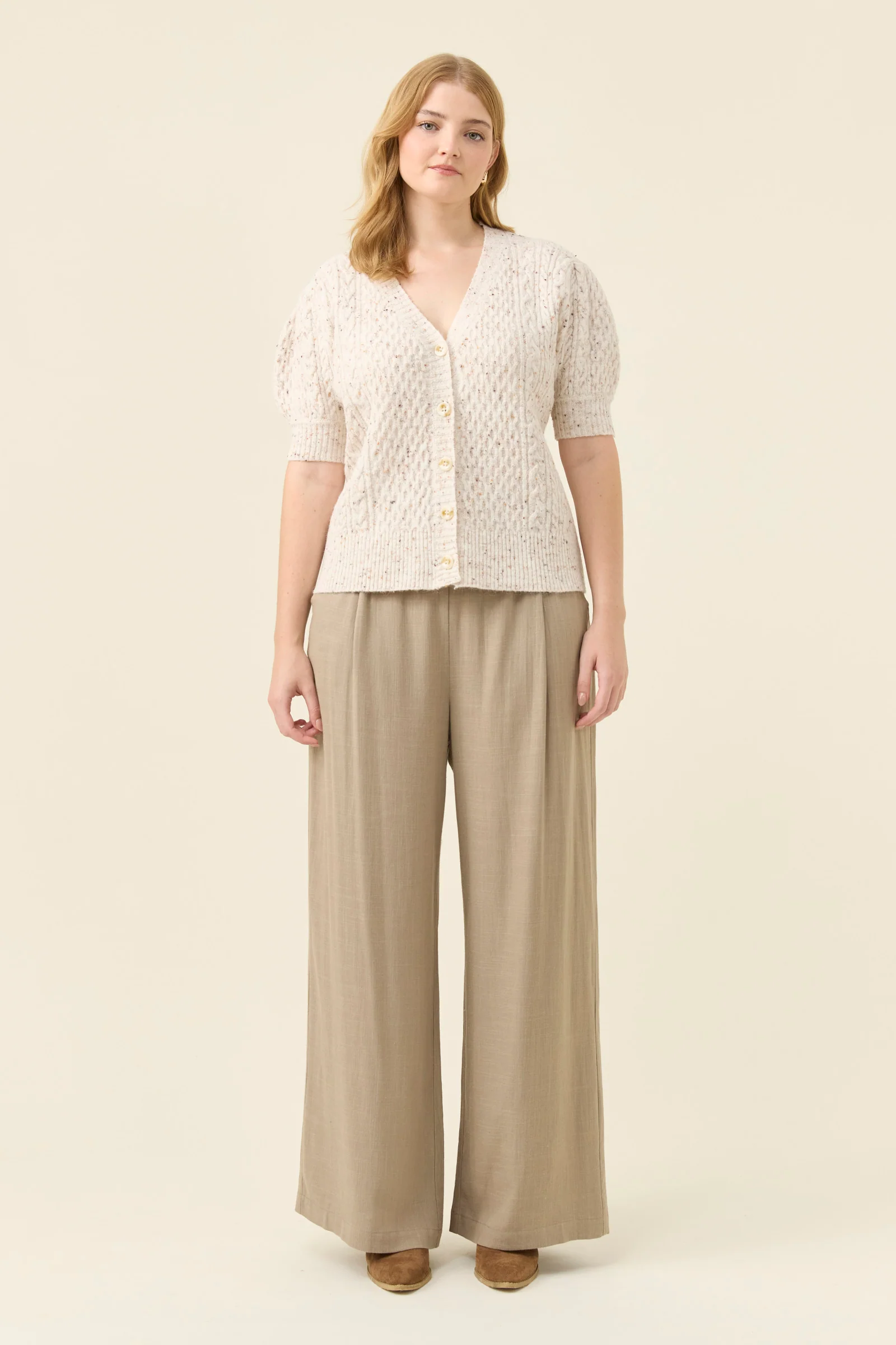 Mckenna Short Sleeve Cardigan - Ivory - Image 2