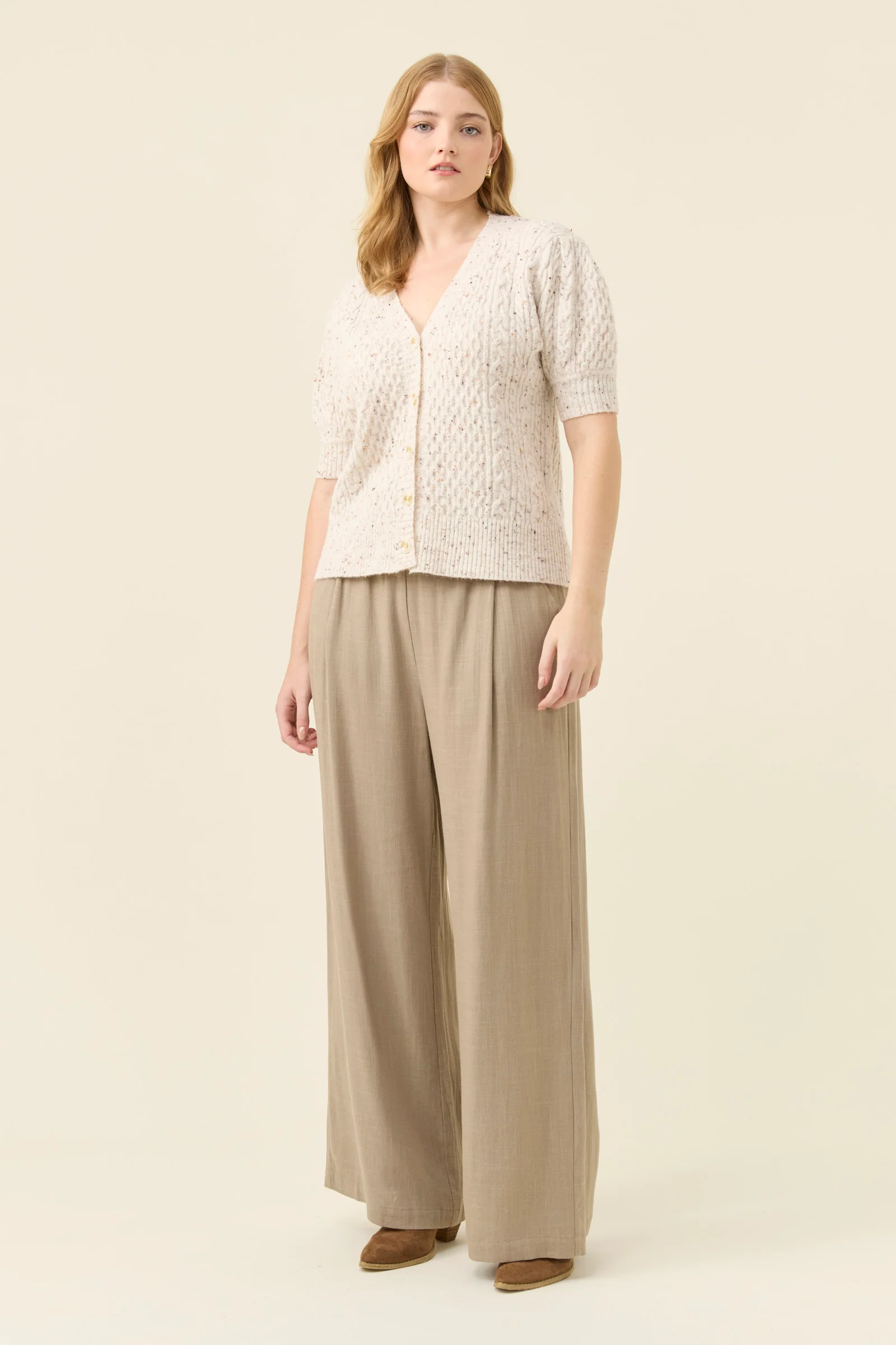 Mckenna Short Sleeve Cardigan - Ivory - Image 3
