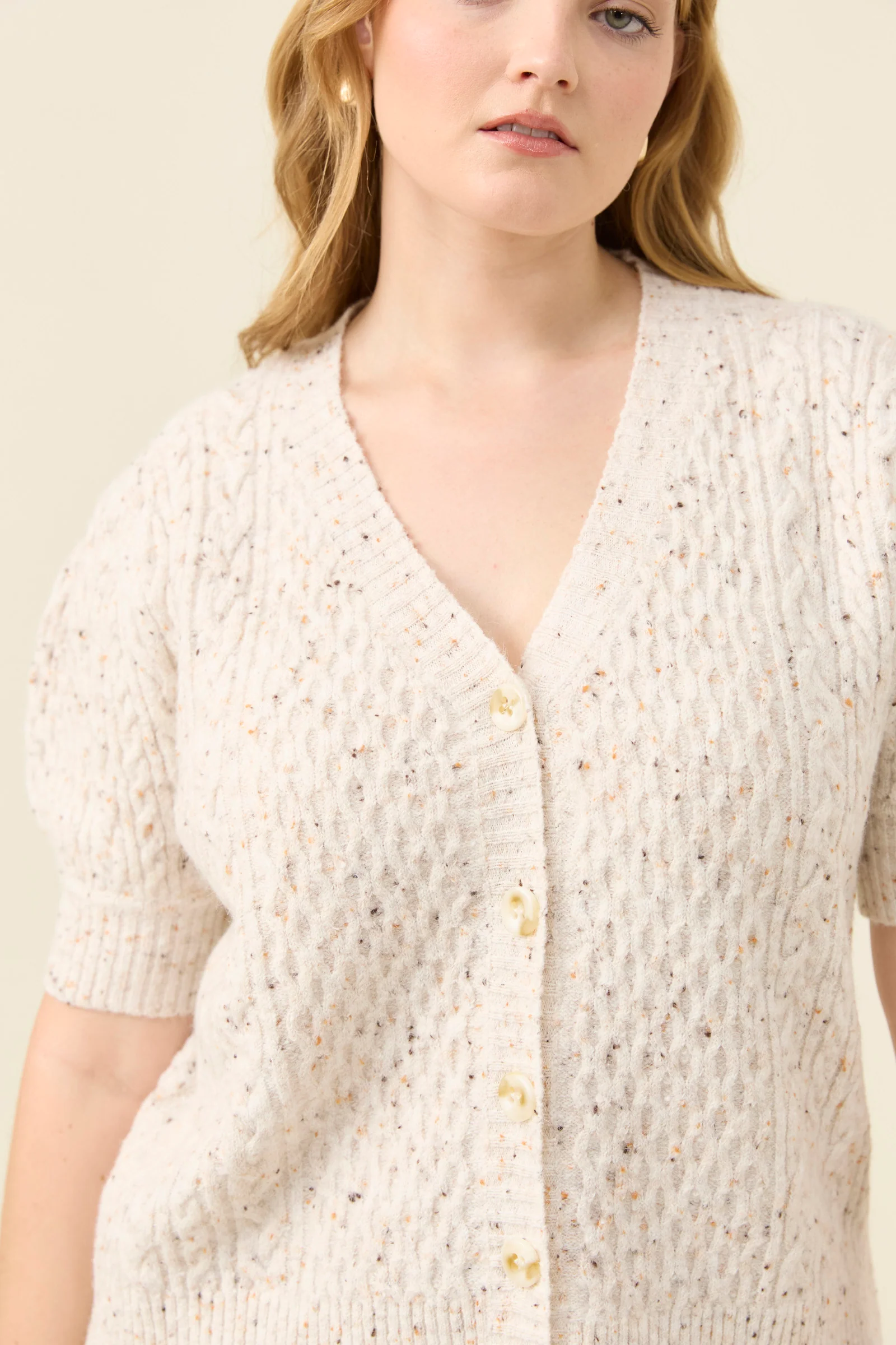 Mckenna Short Sleeve Cardigan - Ivory - Image 6