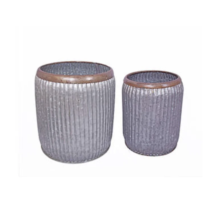 Miller Galvanised Barrel Planter - Small