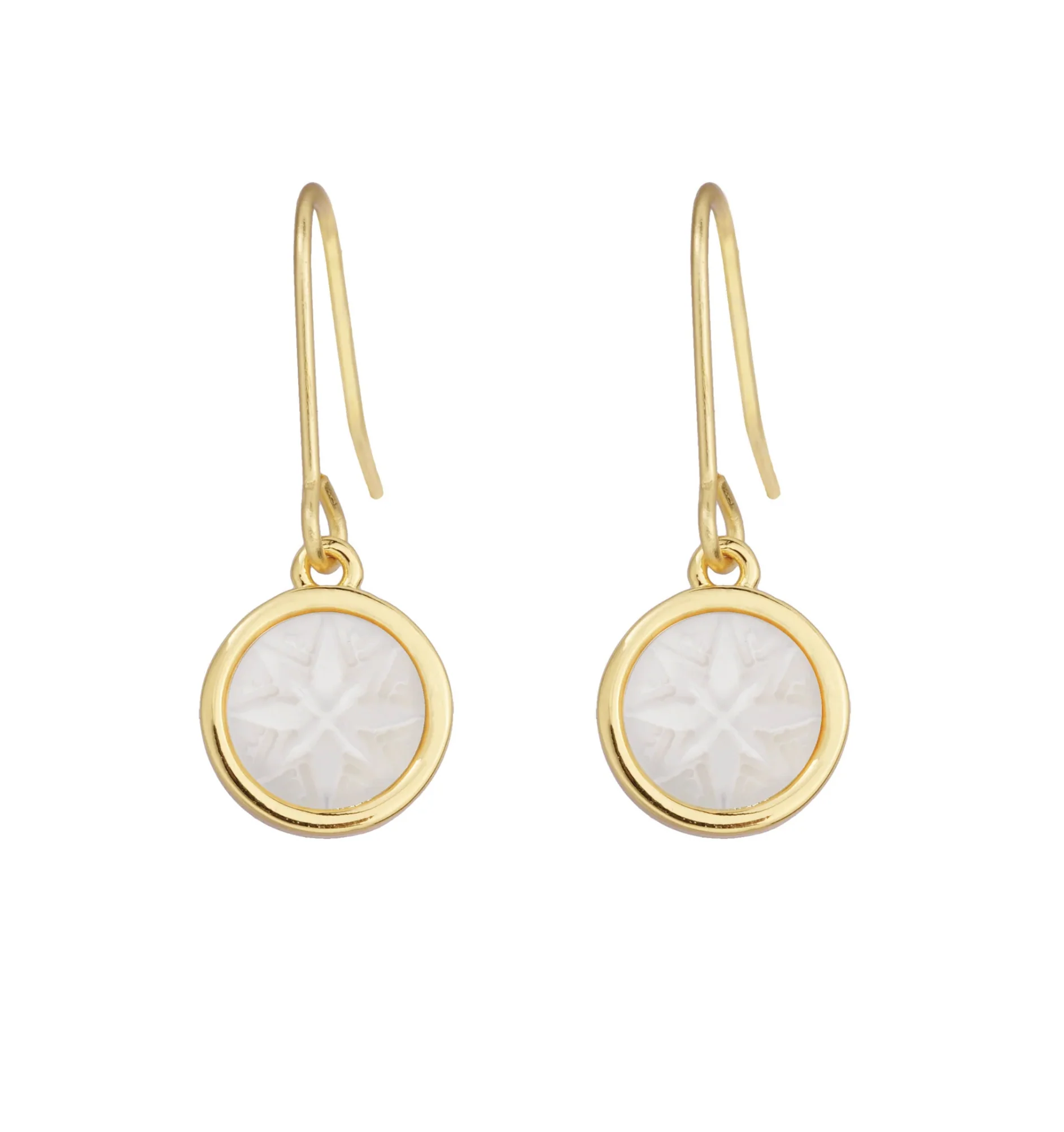 Mother of Pearl Matariki Whetū Pendant Earrings - Gold