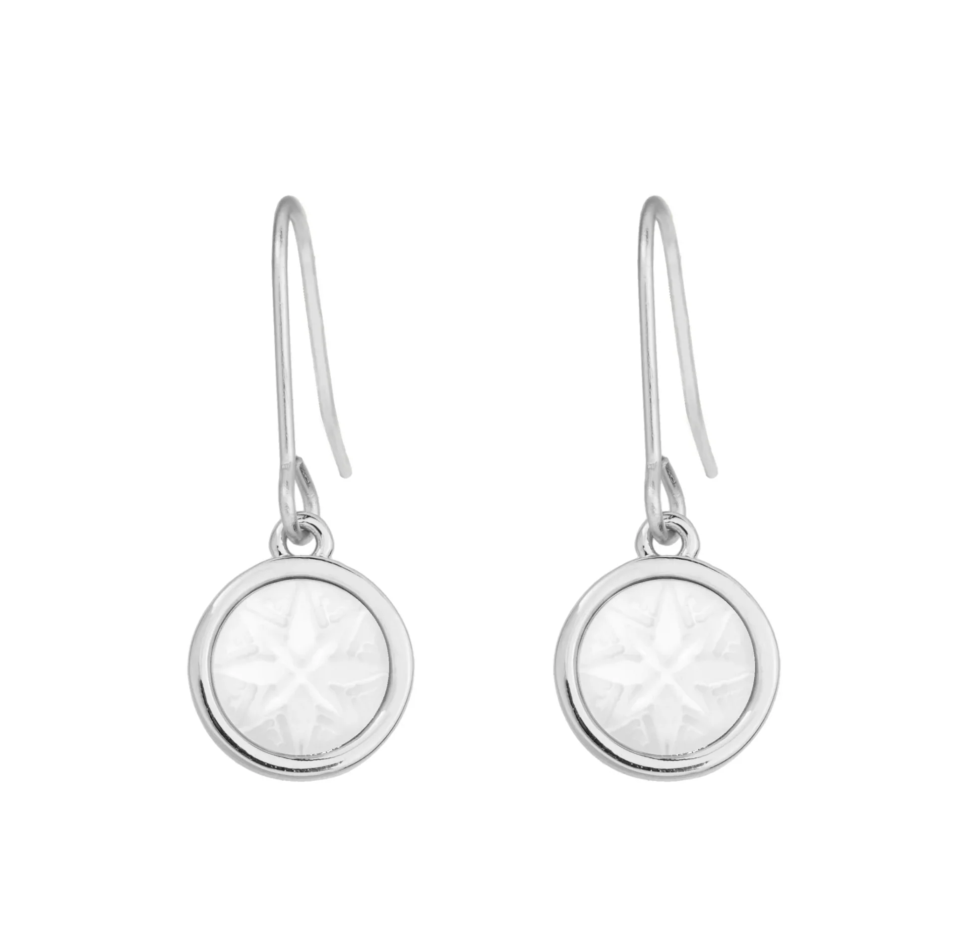Mother of Pearl Matariki Whetū Pendant Earrings - Silver