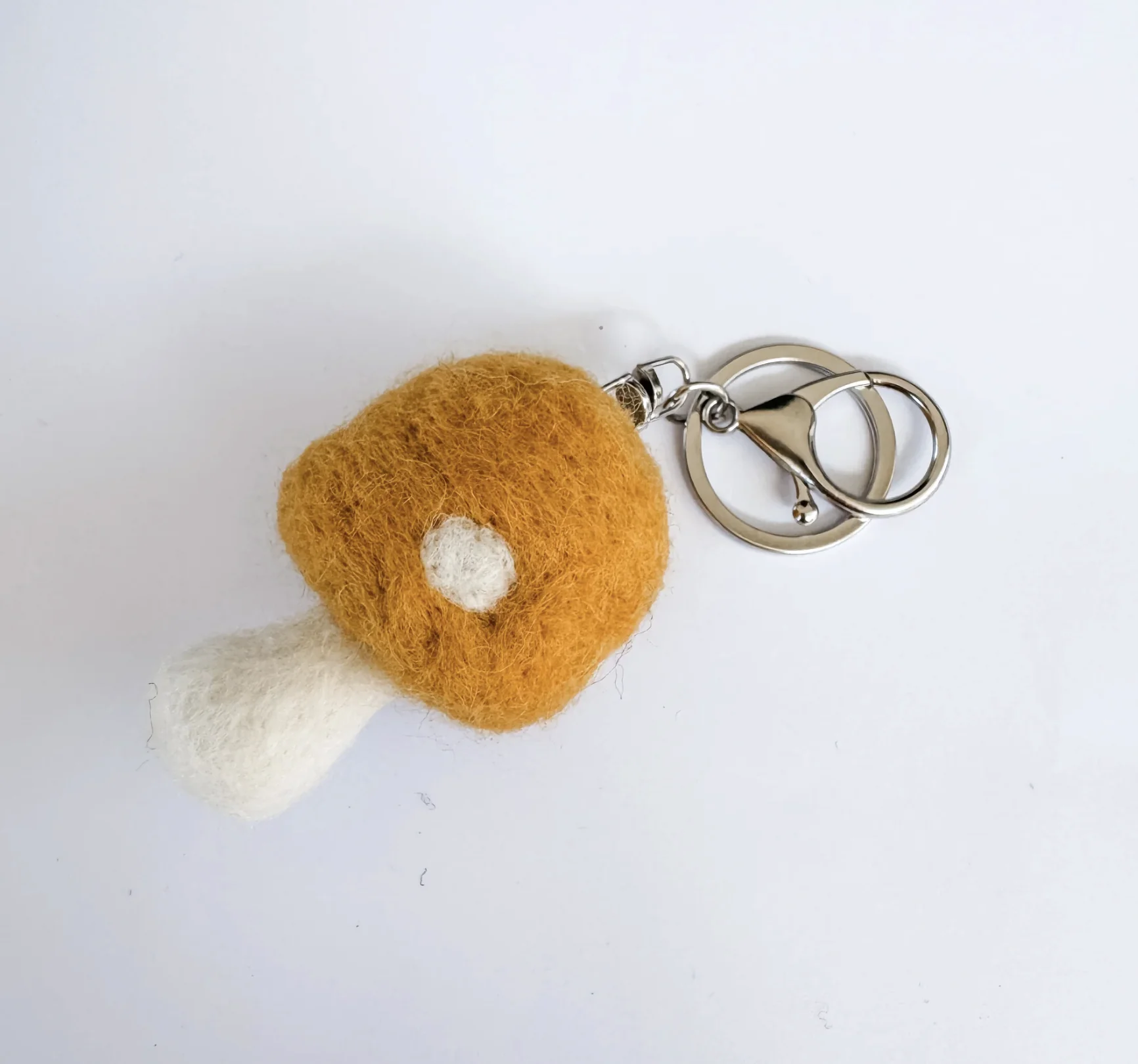 Mushroom Felt Keyring - Mustard