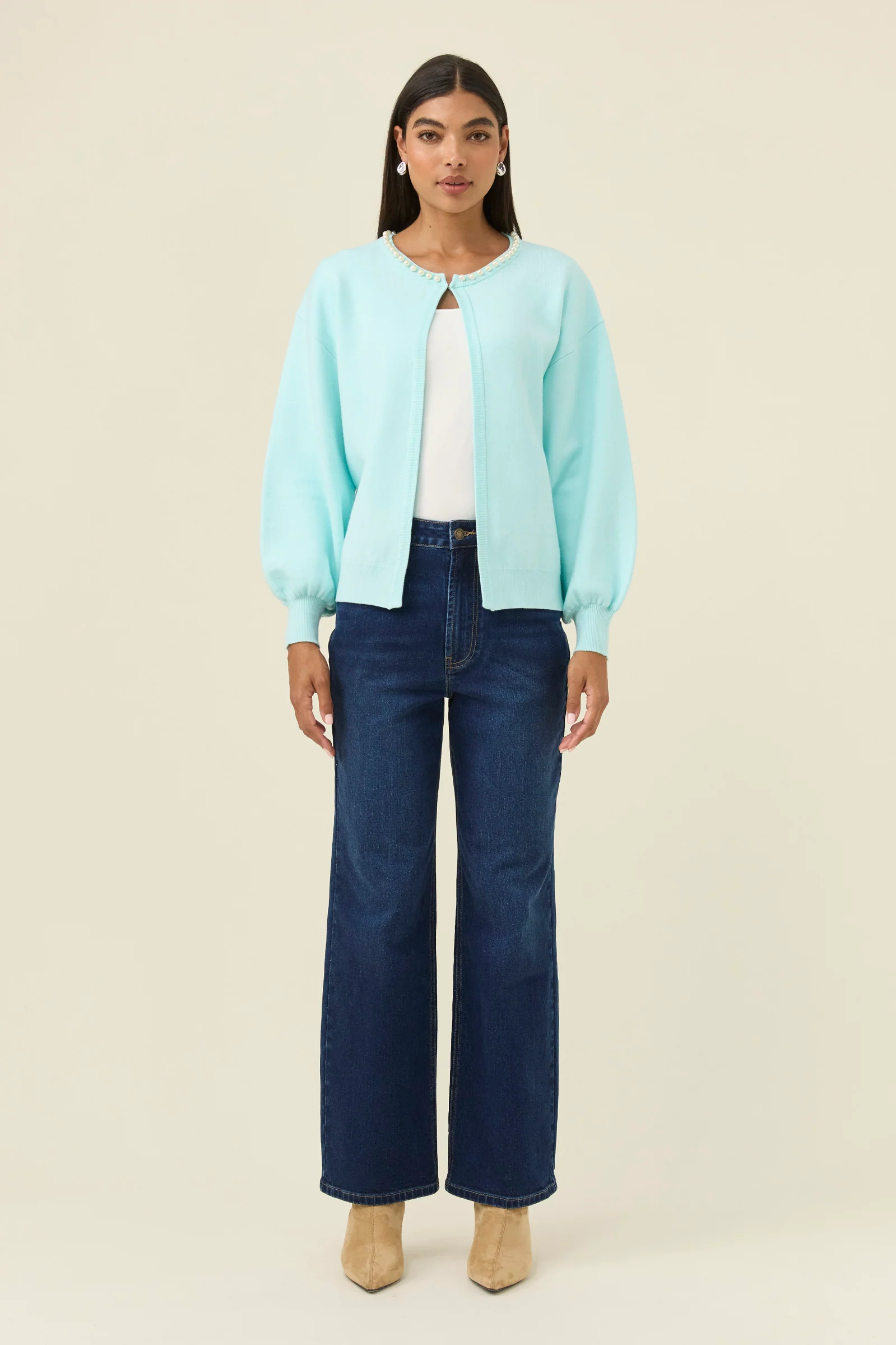 Nell Pearl Cardigan - Ice Blue - Image 2