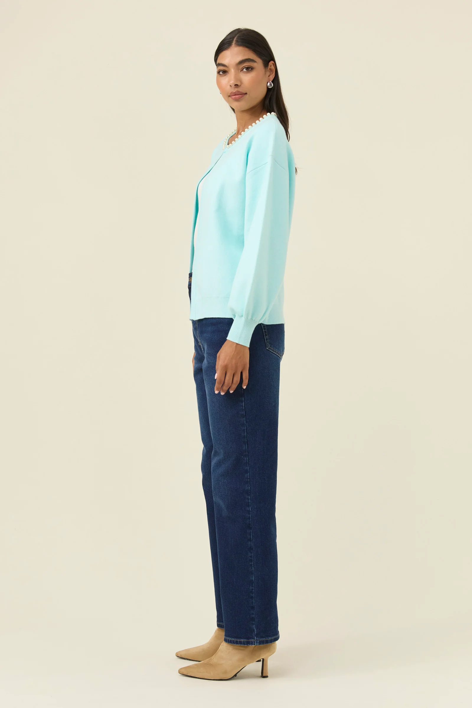 Nell Pearl Cardigan - Ice Blue - Image 3