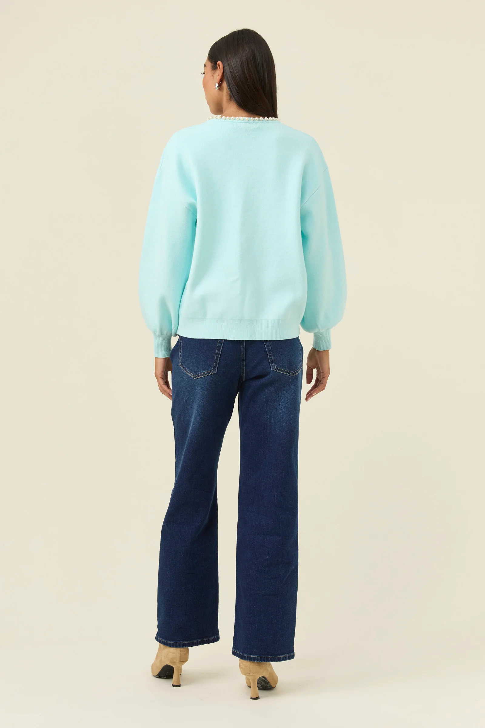 Nell Pearl Cardigan - Ice Blue - Image 4
