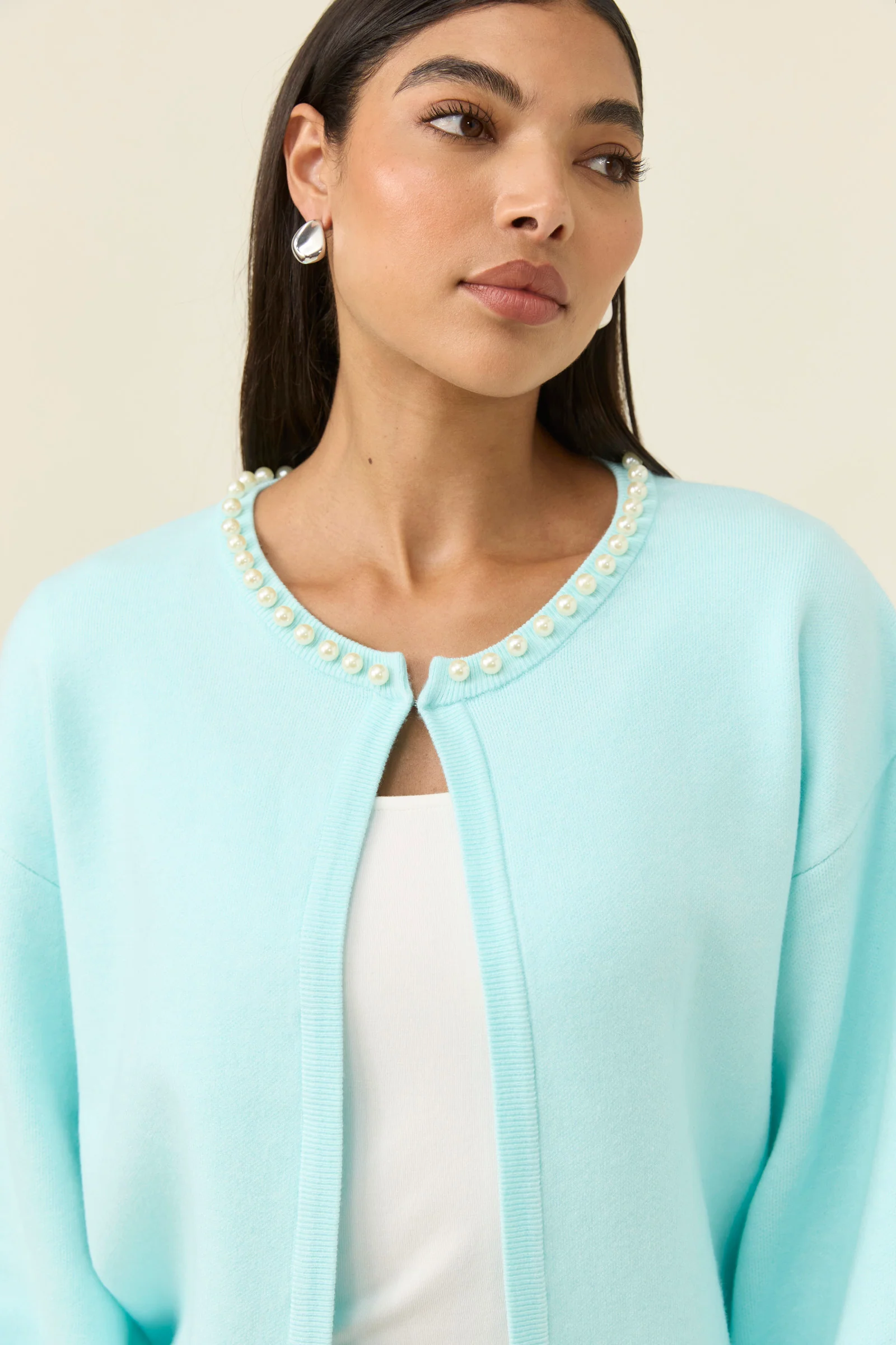 Nell Pearl Cardigan - Ice Blue - Image 5