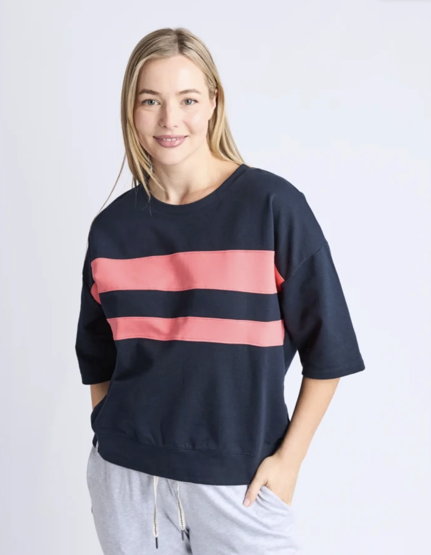 Nico Sweat - Navy With Sugar Coral Panels