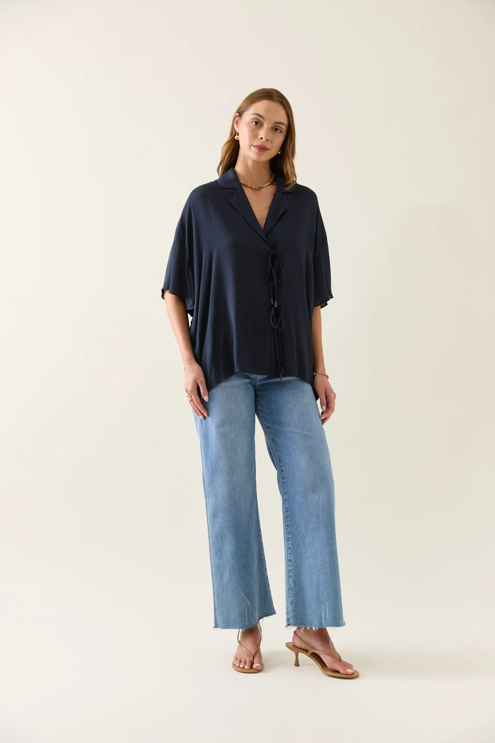 Oline Tie Shirt - Navy - Image 2
