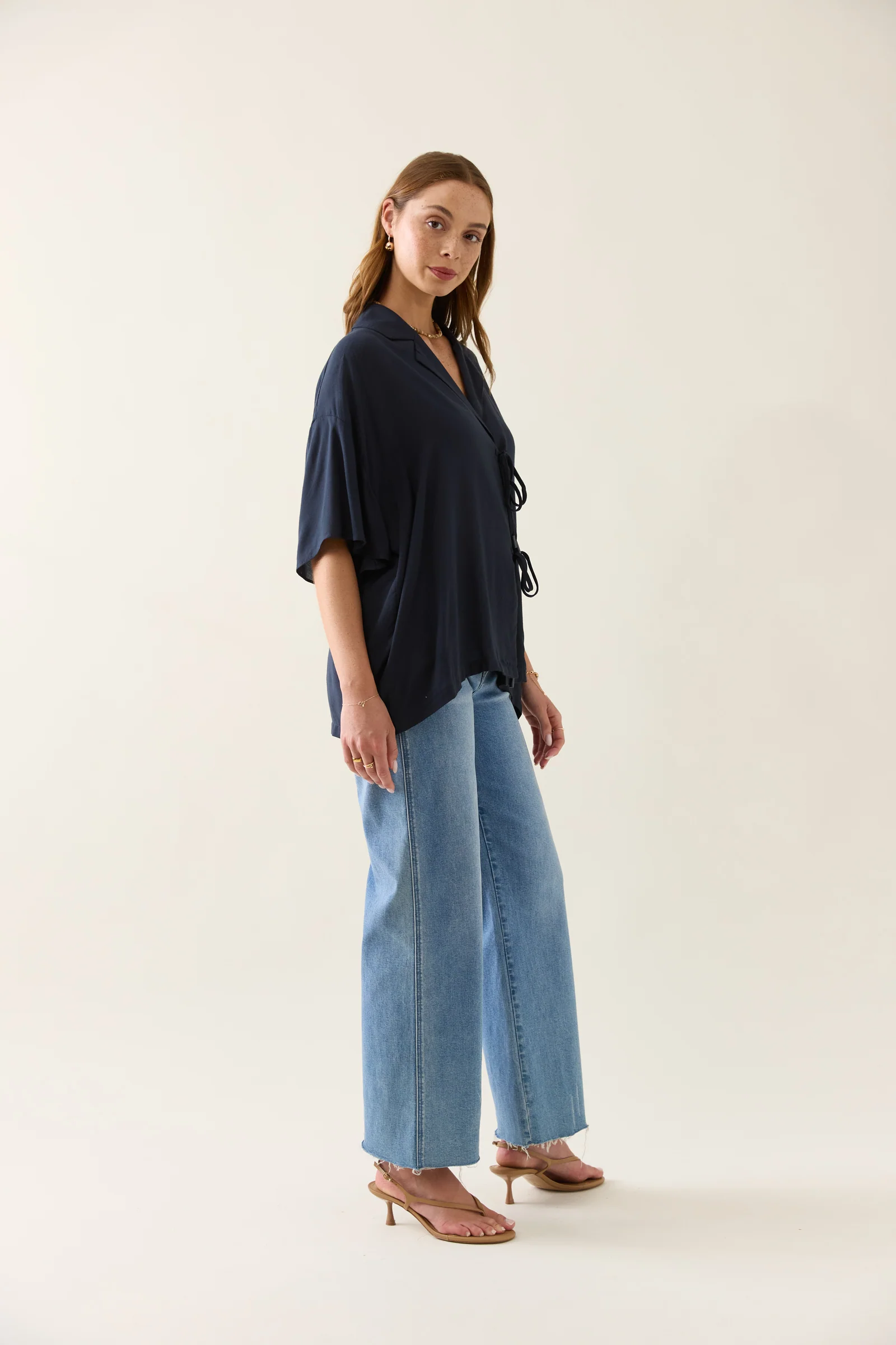 Oline Tie Shirt - Navy - Image 3