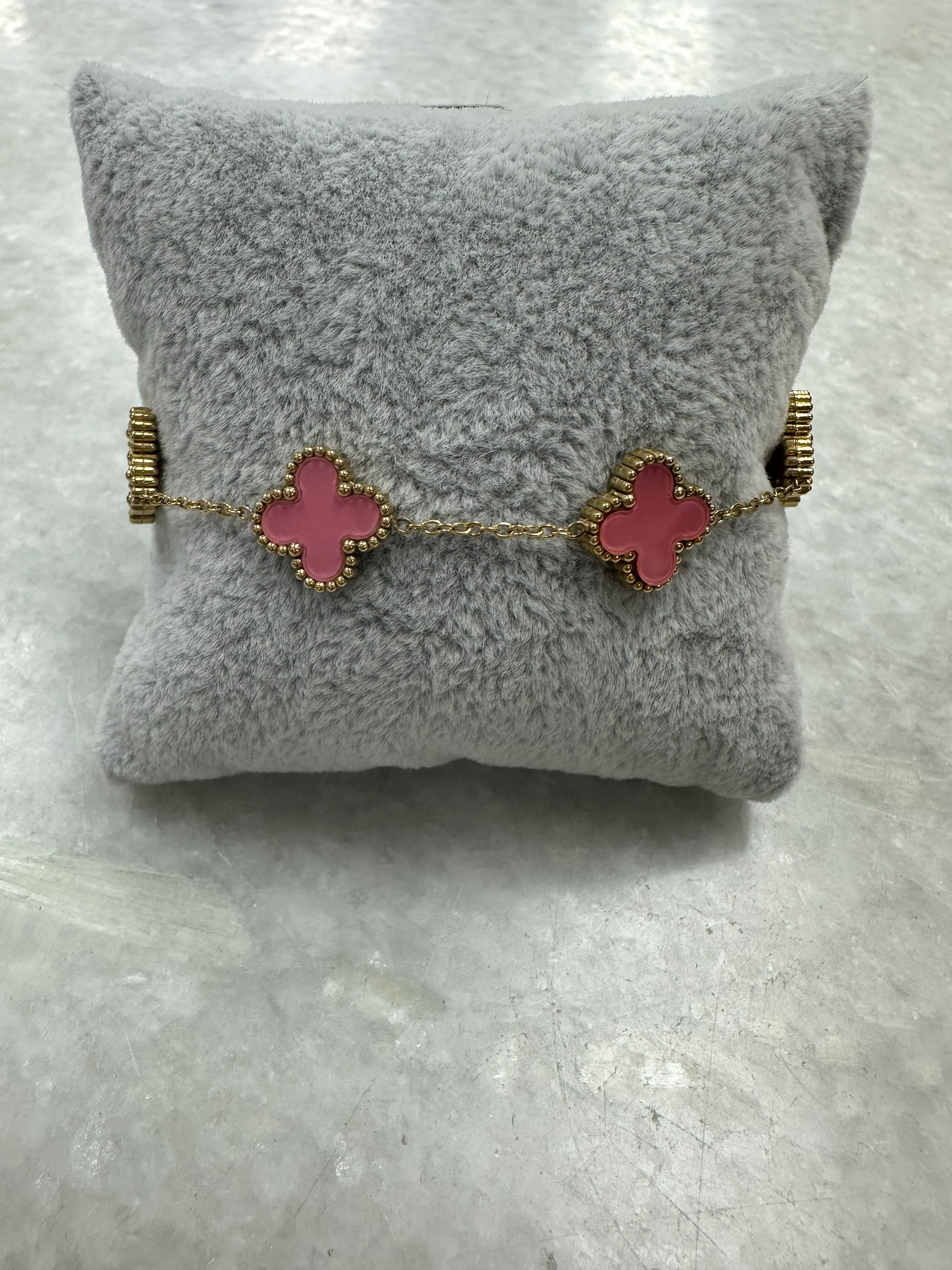Pink 5 Cross Bracelet - Gold