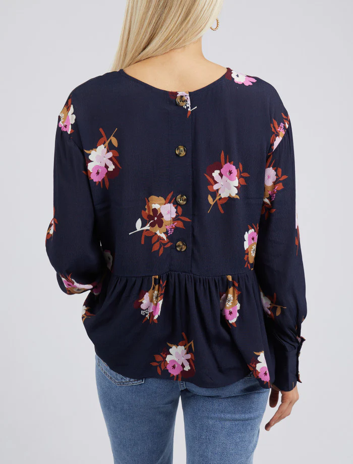 Posy Floral Blouse - Navy - Image 4
