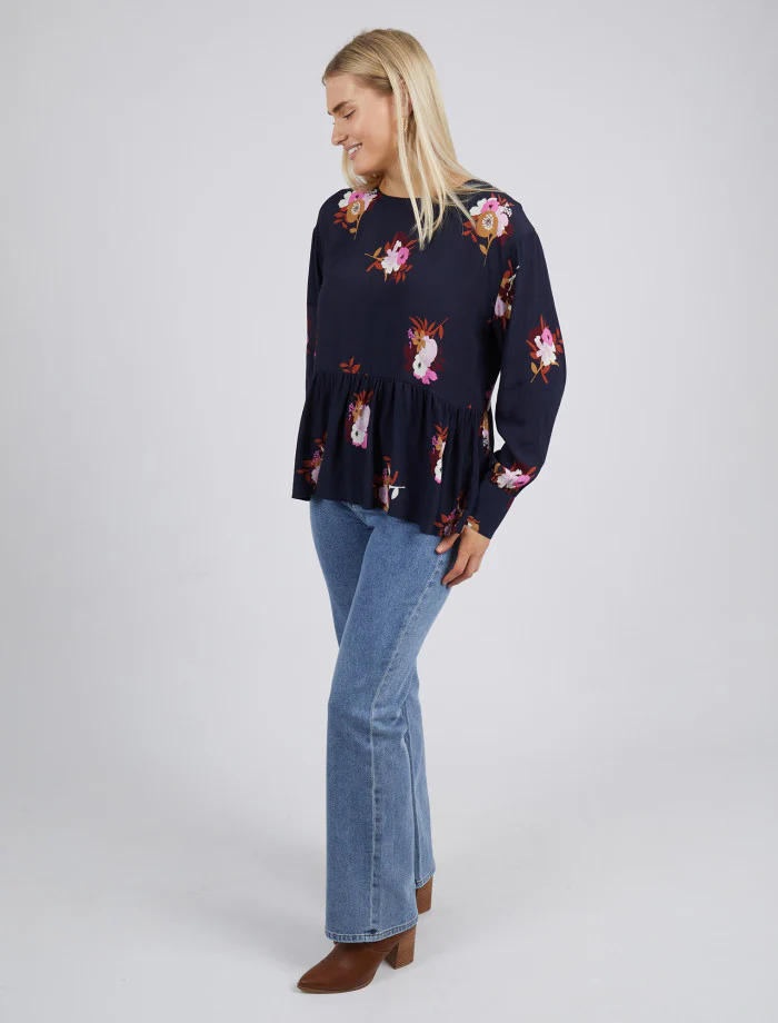 Posy Floral Blouse - Navy - Image 5