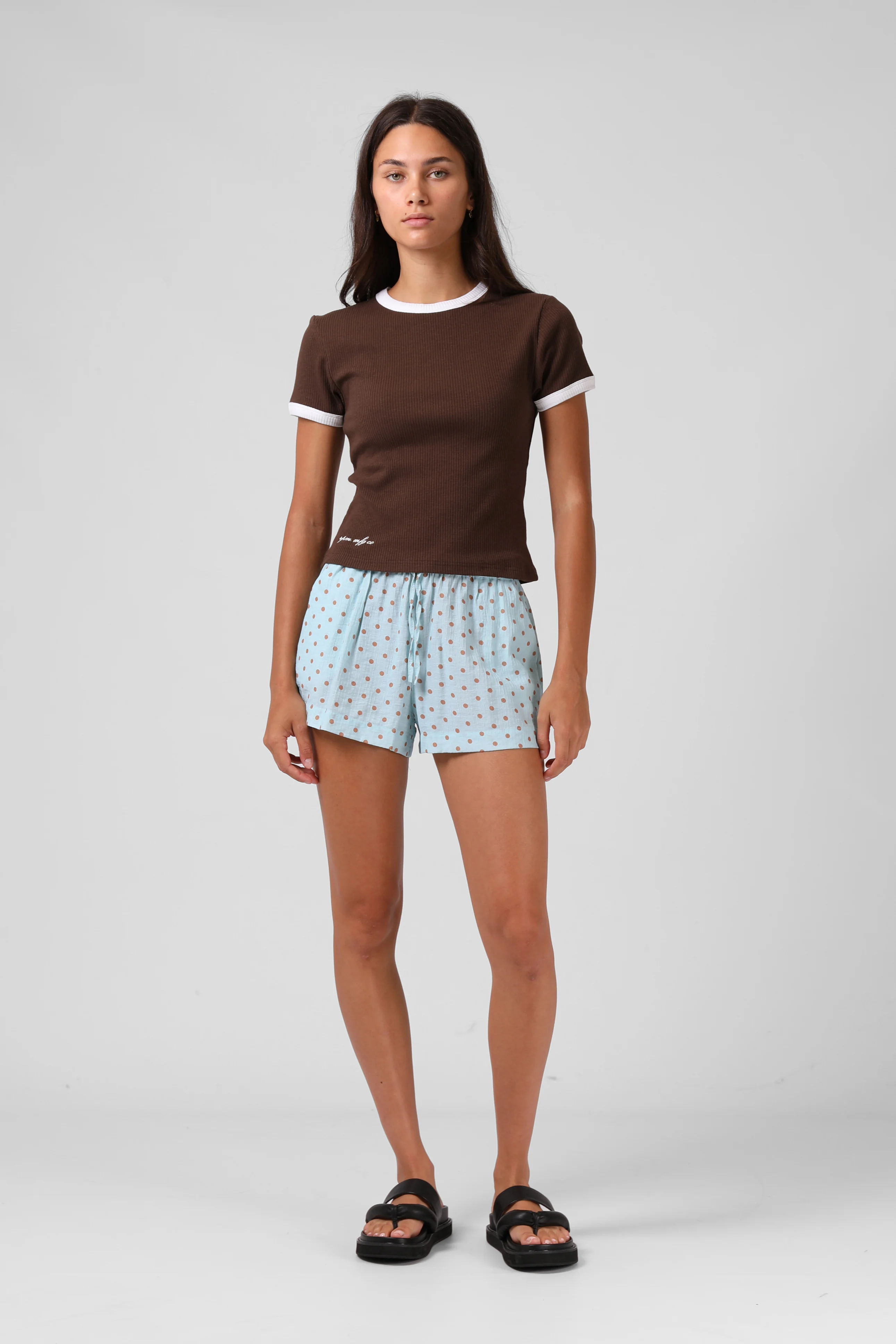 Ribbed Ringer Tee - Chocolate - Image 2