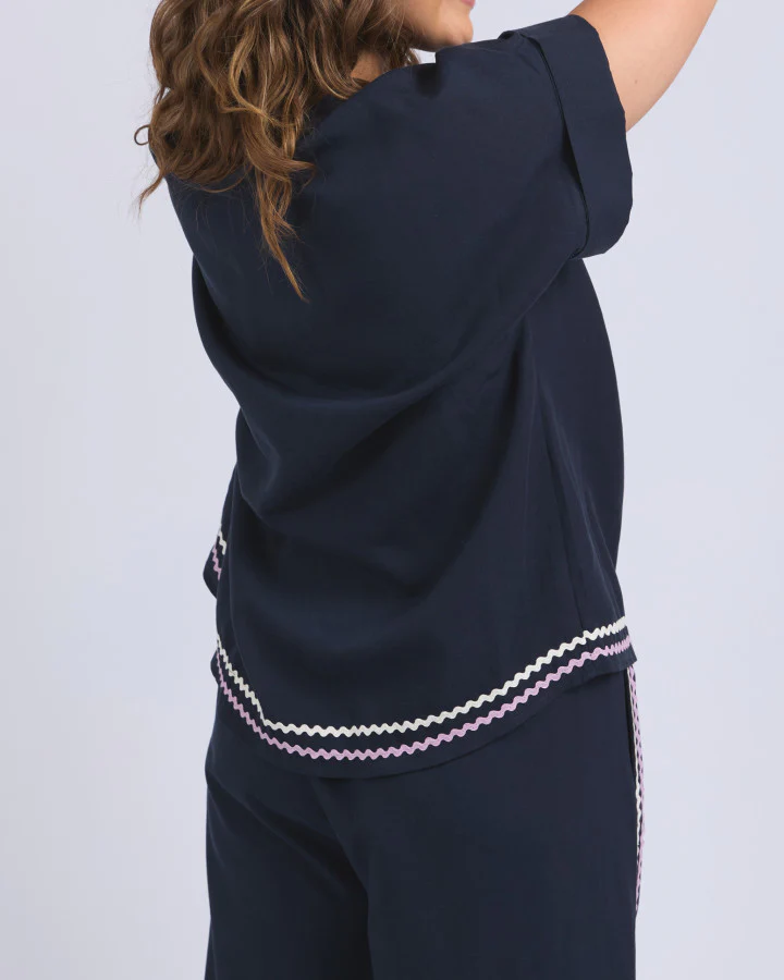 Ric Rac Top - Navy - Image 3