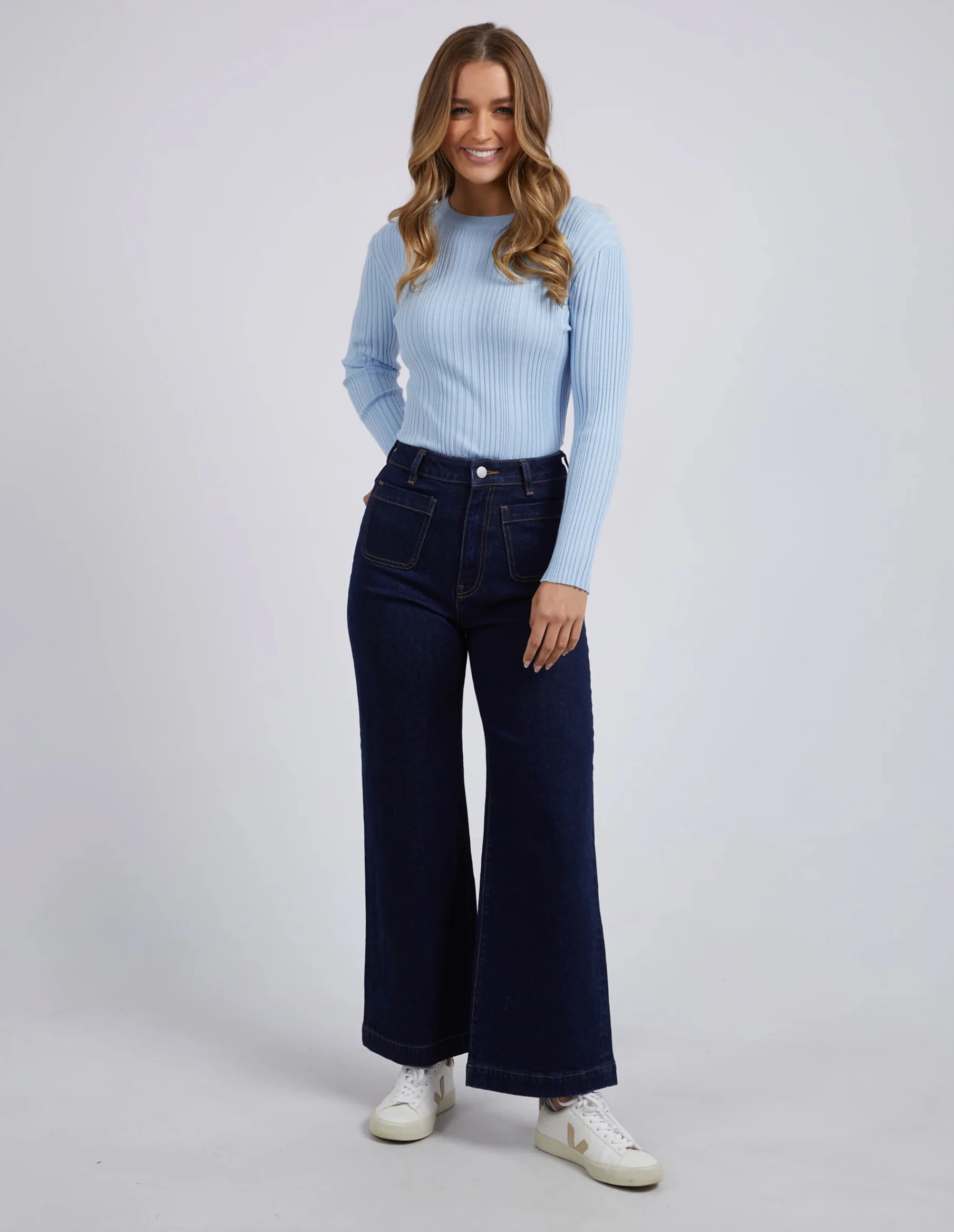 Sarah Wide Leg Jean - Dark Blue - Image 5