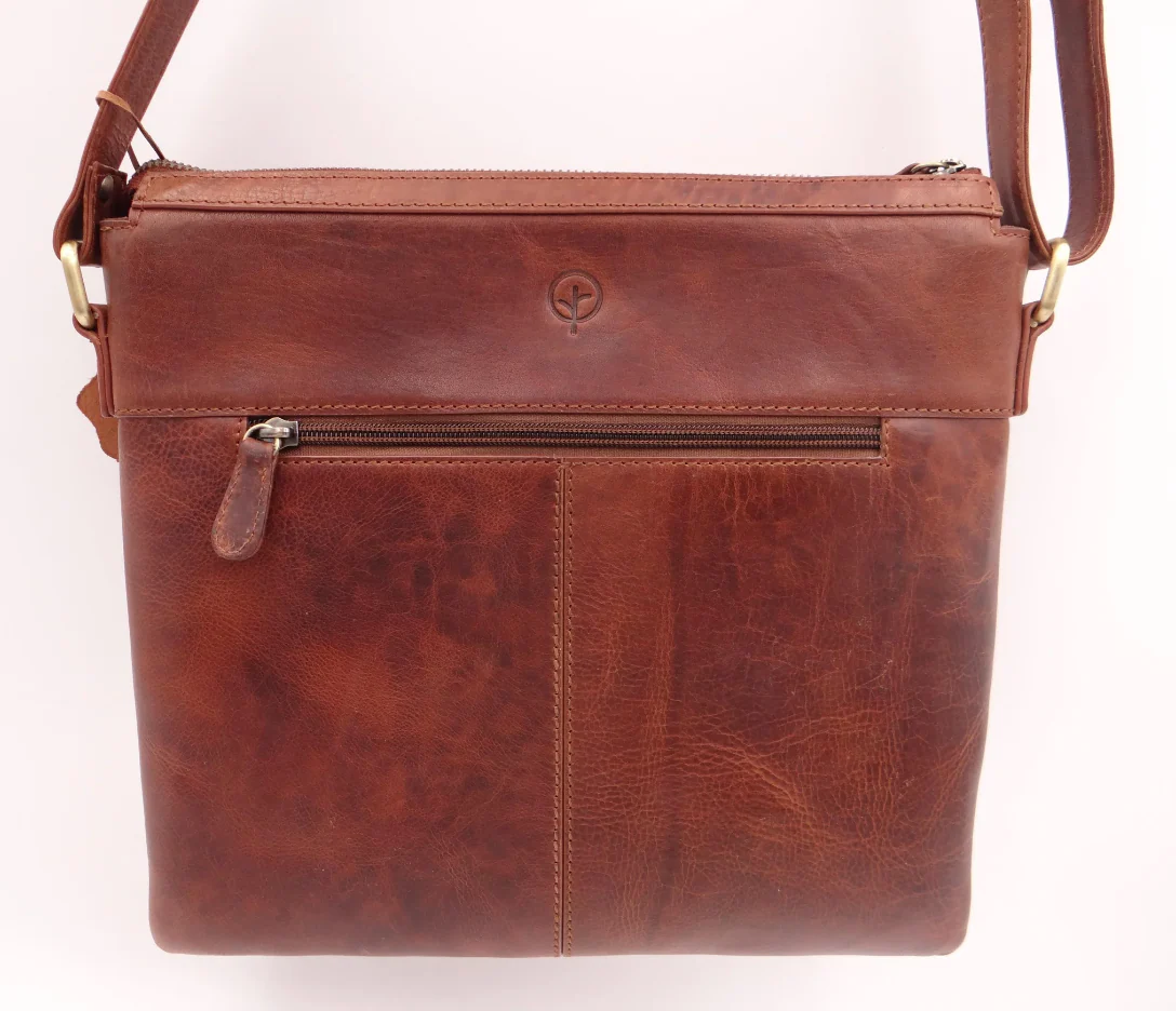 Slim Satchel with Front Pockets - Tan - Image 4