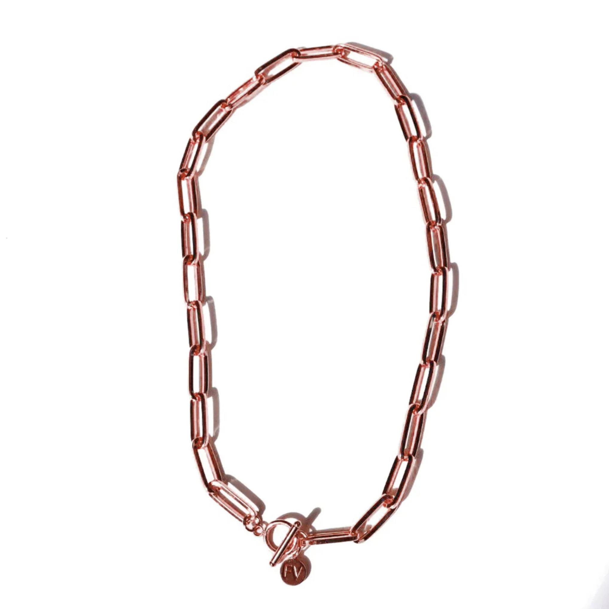 Steel Me Rose Gold Wide Link Paperclip Chain Necklace