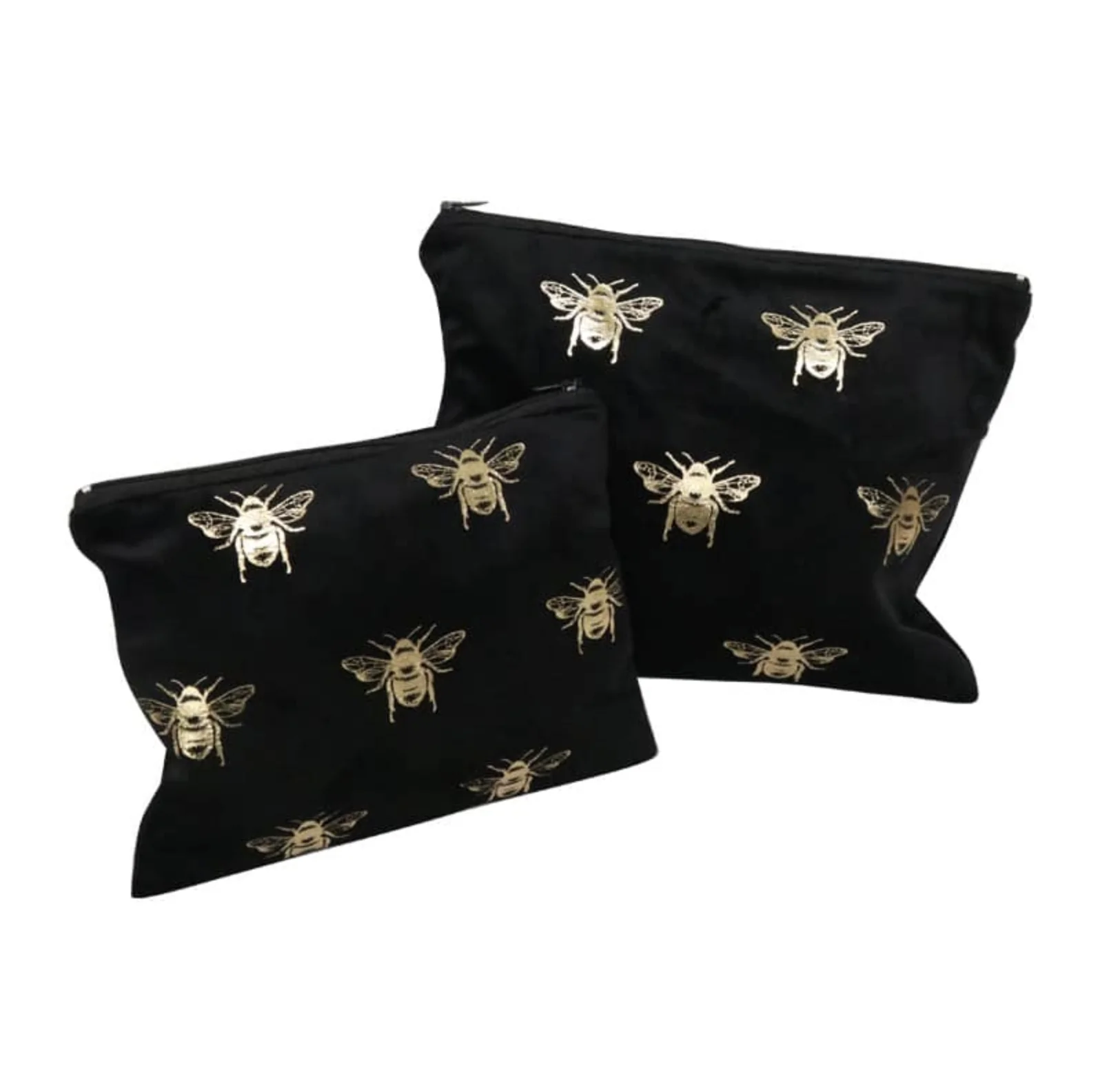 Velvet Bee Toilet Bag Set of 2 - Black/Gold