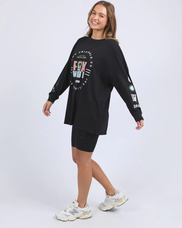 Vibes Long Sleeve Tee - Washed Black - Image 6