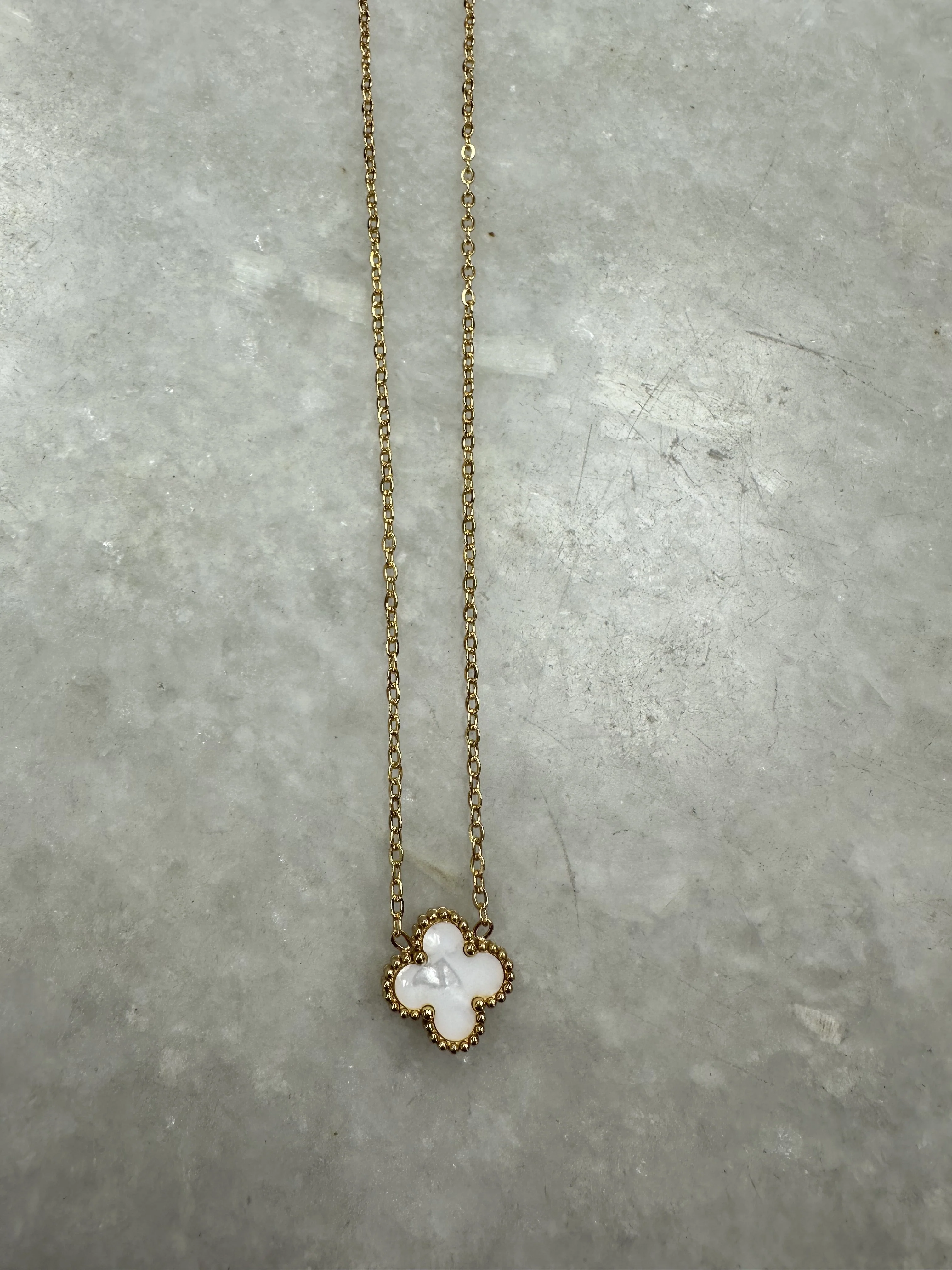 White Large Cross Necklace - Gold