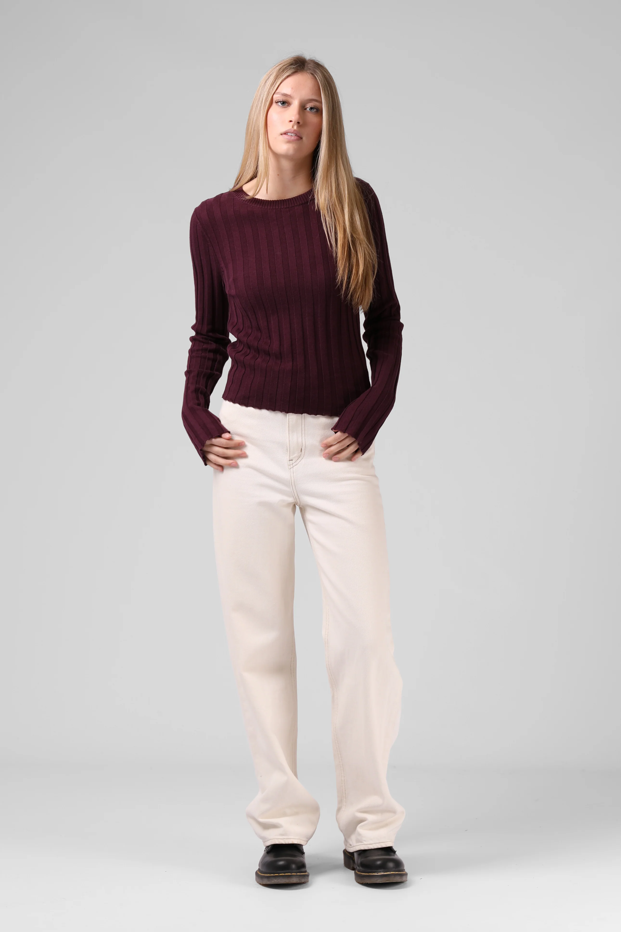 Wide Knit LS - Plum - Image 2