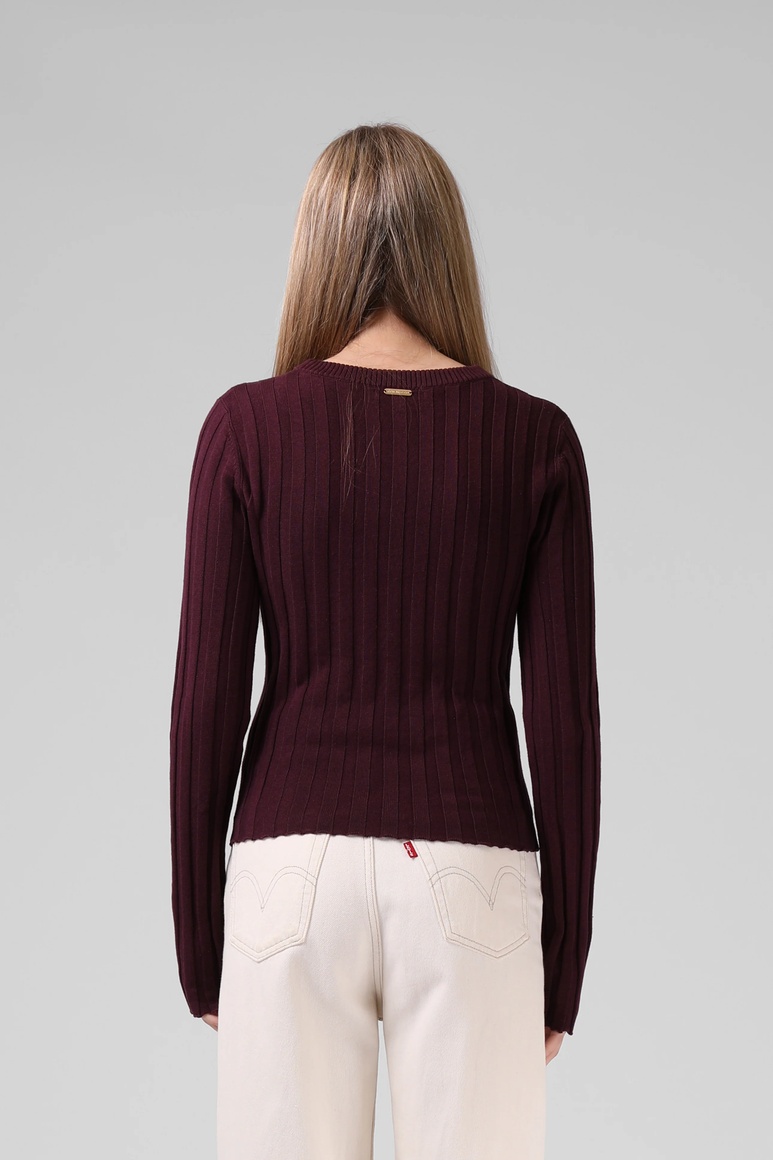 Wide Knit LS - Plum - Image 3