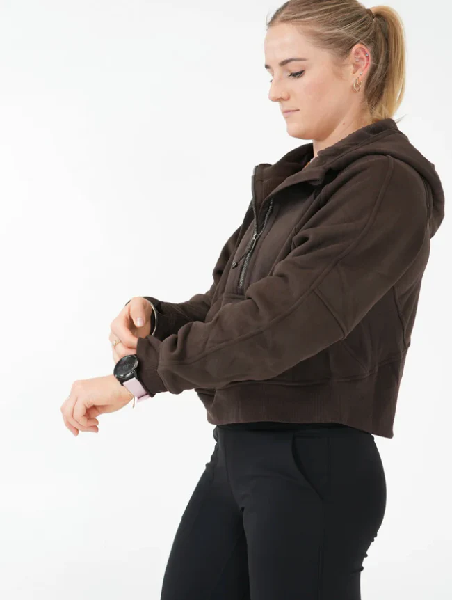 Xanthee Half Zip Hoodie - Brown - Image 2